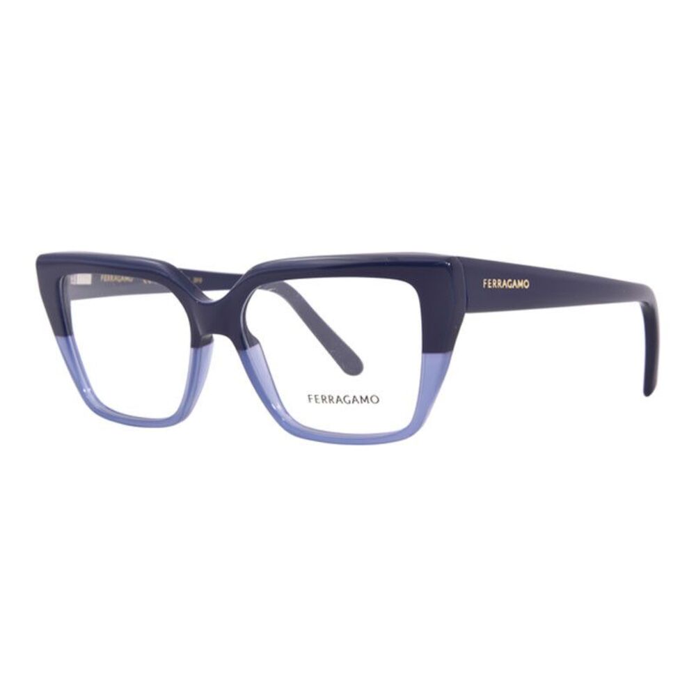 Salvatore Ferragamo Eyeglasses Square Full Rim, Blue/Light Blue Frame and Clear